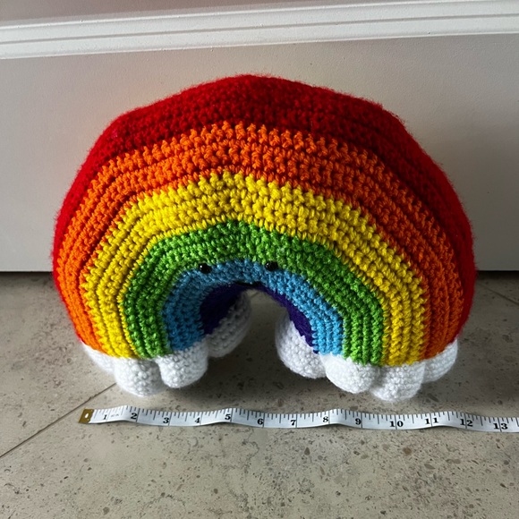 Hand Crocheted Happy Little Rainbow Pillow Plushie! - Picture 9 of 15